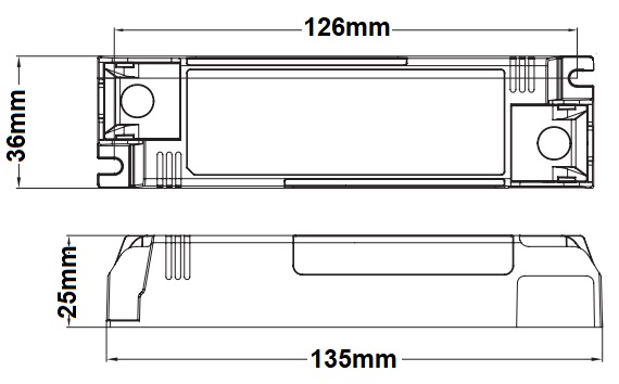 Dimensions alimentation LED LCI DCC 24-28-30-36-42