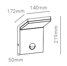 Dimensions applique Beneito NEO 18W avec détection