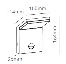 Dimensions applique Beneito NEO 9W avec détection