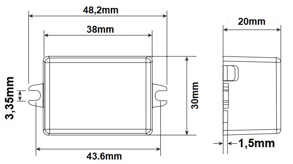 Dimensions alimentation LED LCI DCC TRIAC 6W 350mA et 500mA