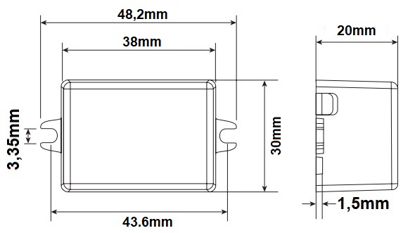 Dimensions alimentation LED LCI DCC TRIAC 6W 350mA et 500mA