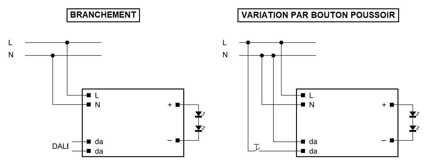 Branchement dalle LED avec convertisseur Vossloh 187443