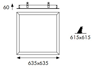 Dimensions cadre encastré pour dalle LED 600x600
