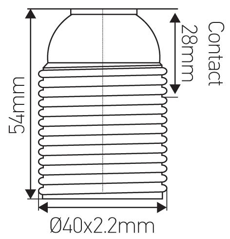 Dimensions douille E27 chemise filetée