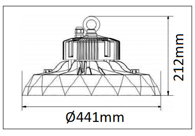 Dimensions BENEITO ufo lens 240W