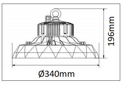 Dimensions BENEITO ufo lens 100W-150W-200W