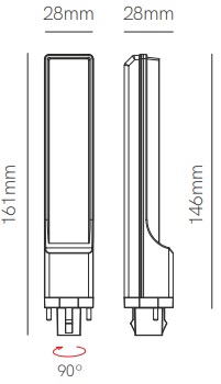 Dimension ampoule LED G24 9W - BENEITO CALA