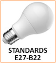 Ampoules LED standards, culots E27 ou B22