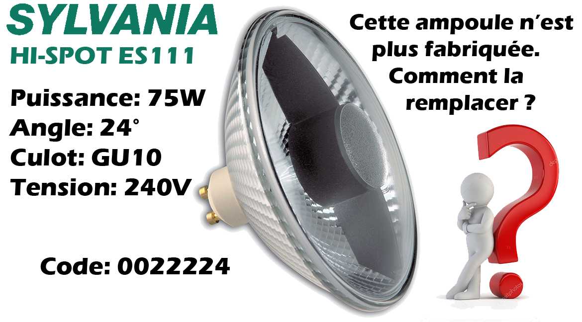 Remplacement des ampoule Sylvania Hi-Spot 75W et 100W GU10 ES111